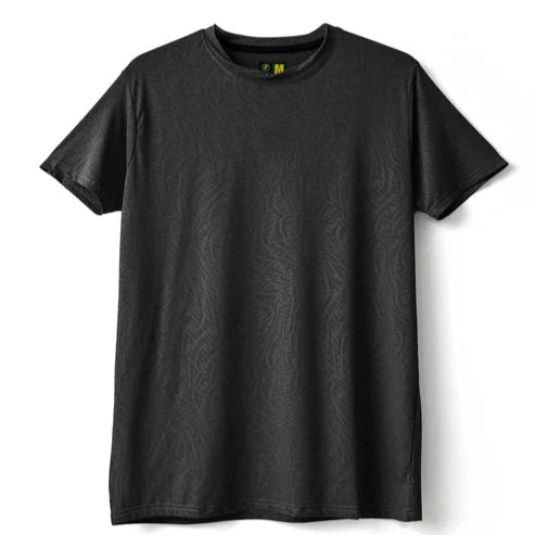 Imported Black FF Textured Stretchable T-Shirt
