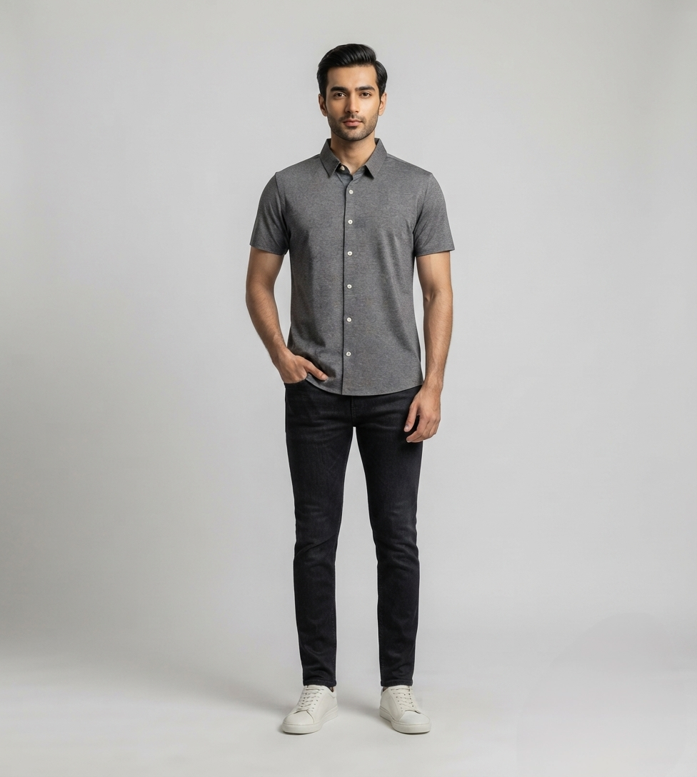 Jamclo Premium Half Sleeve Casual Stone Grey Shirt