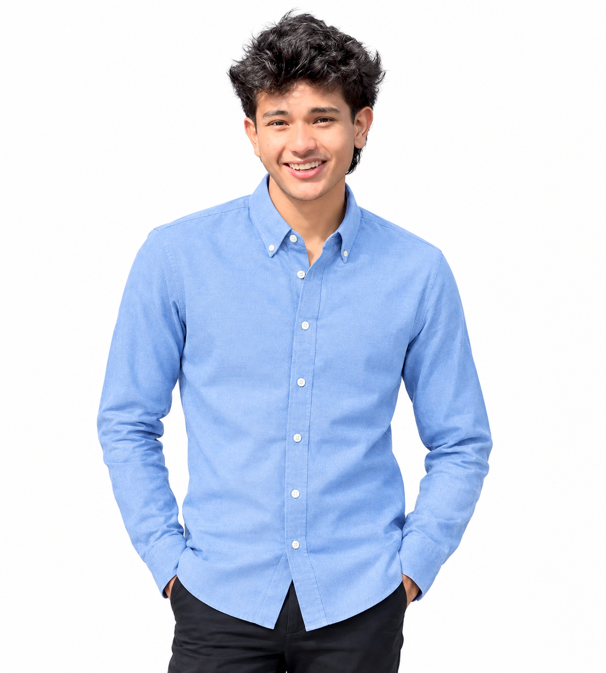 Dobby Sky Blue Oxford Casual