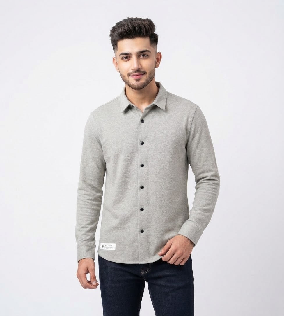 Winter Master Casual Double Knitted Shirt Stonic-Silver