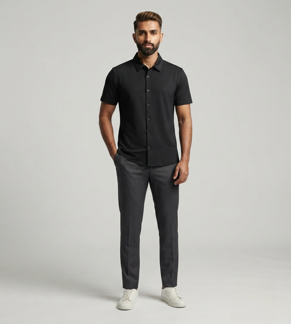 Jamclo Premium Half Sleeve Casual Deep Black Shirt
