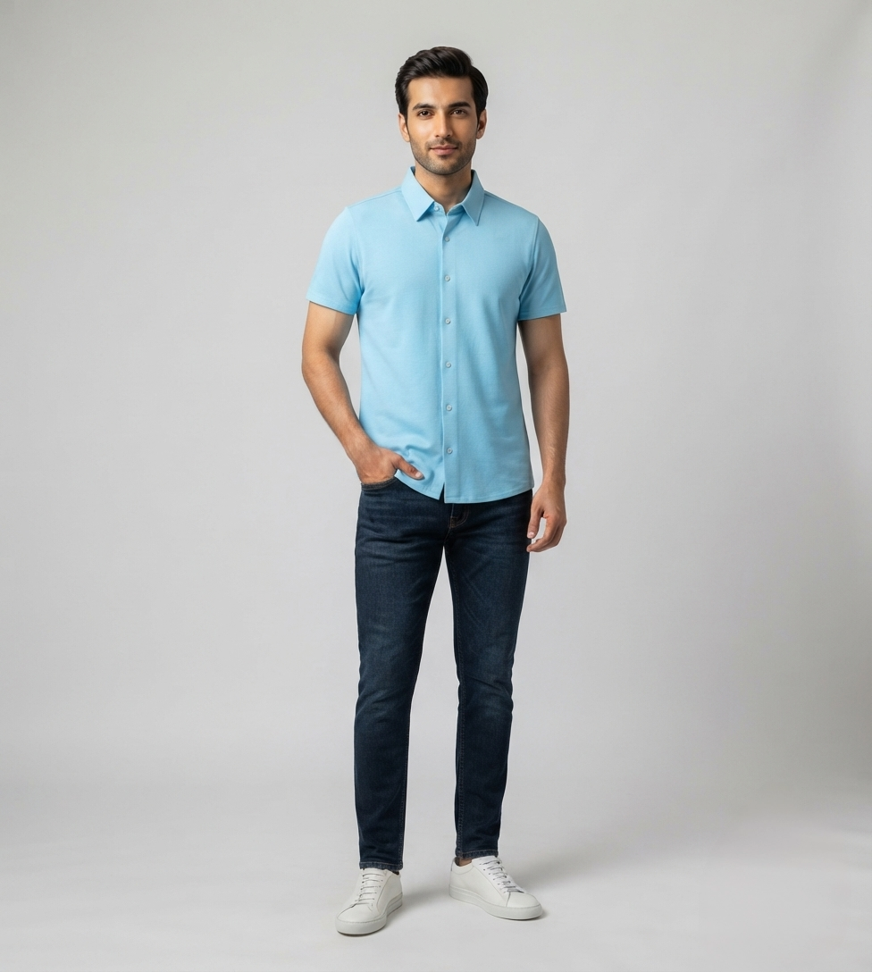 Jamclo Premium Half Sleeve Casual Sky Shirt