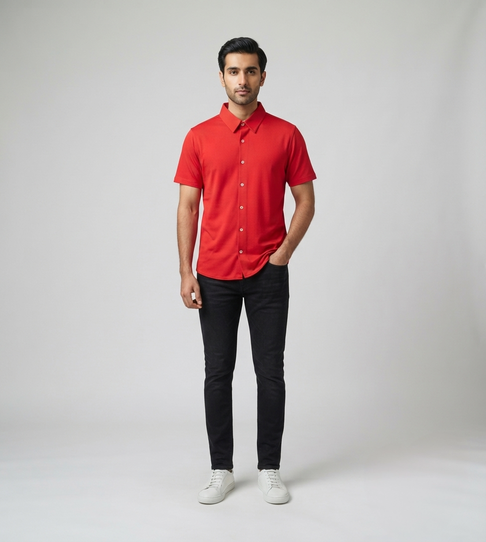 Jamclo Premium Half Sleeve Casual Jet Red Shirt