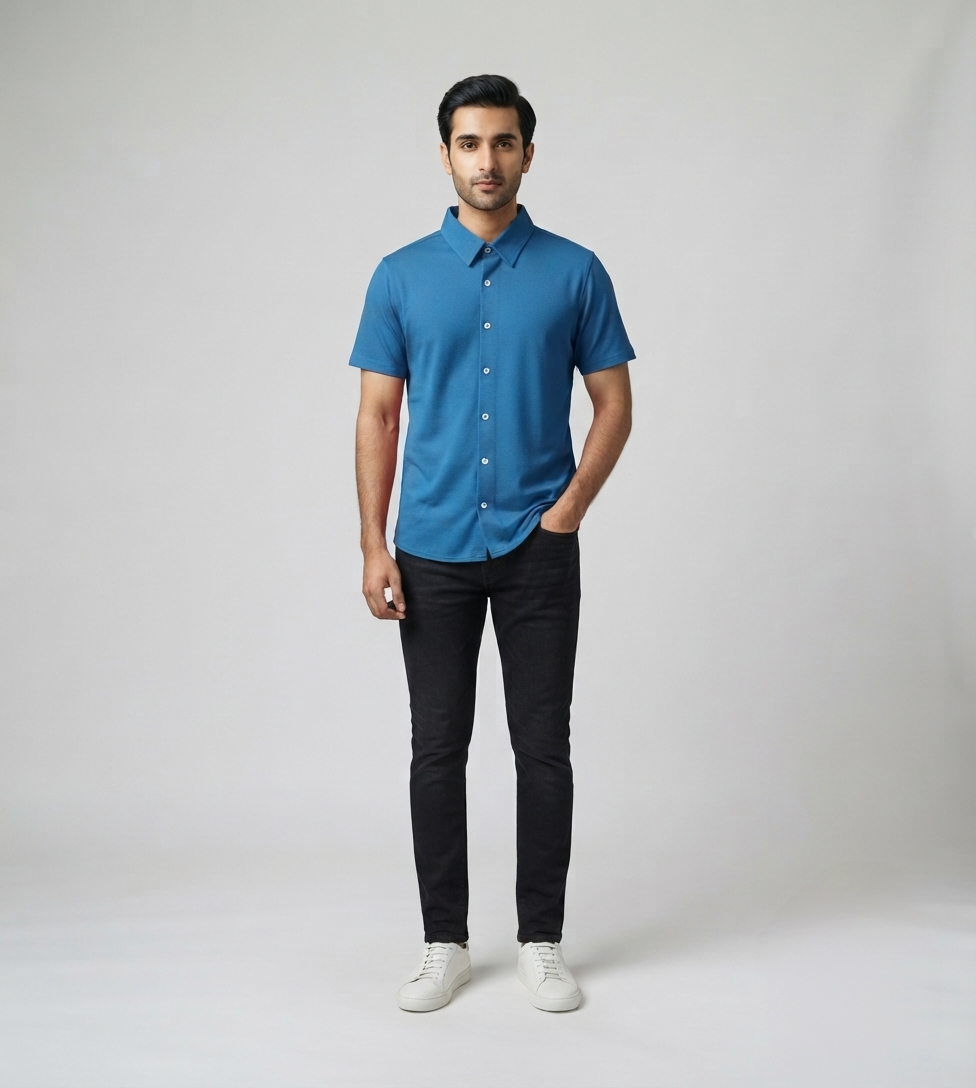 Jamclo Premium Half Sleeve Casual Droplet Blue Shirt