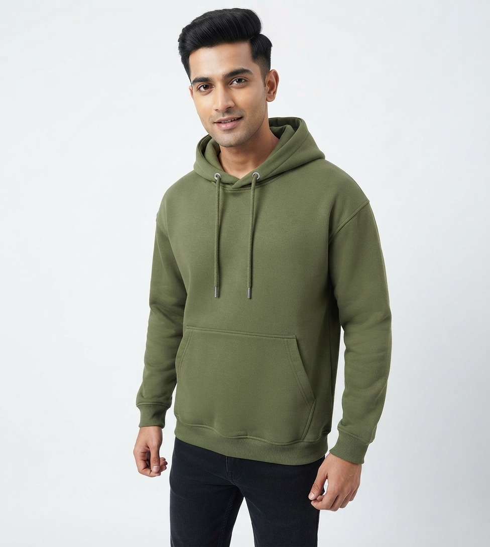 Premium Heavy GSM Essential Olive Green Pullover Hoodie