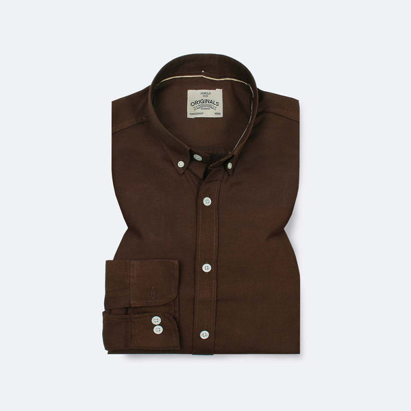 Dark Wood Brown Oxford Shirt