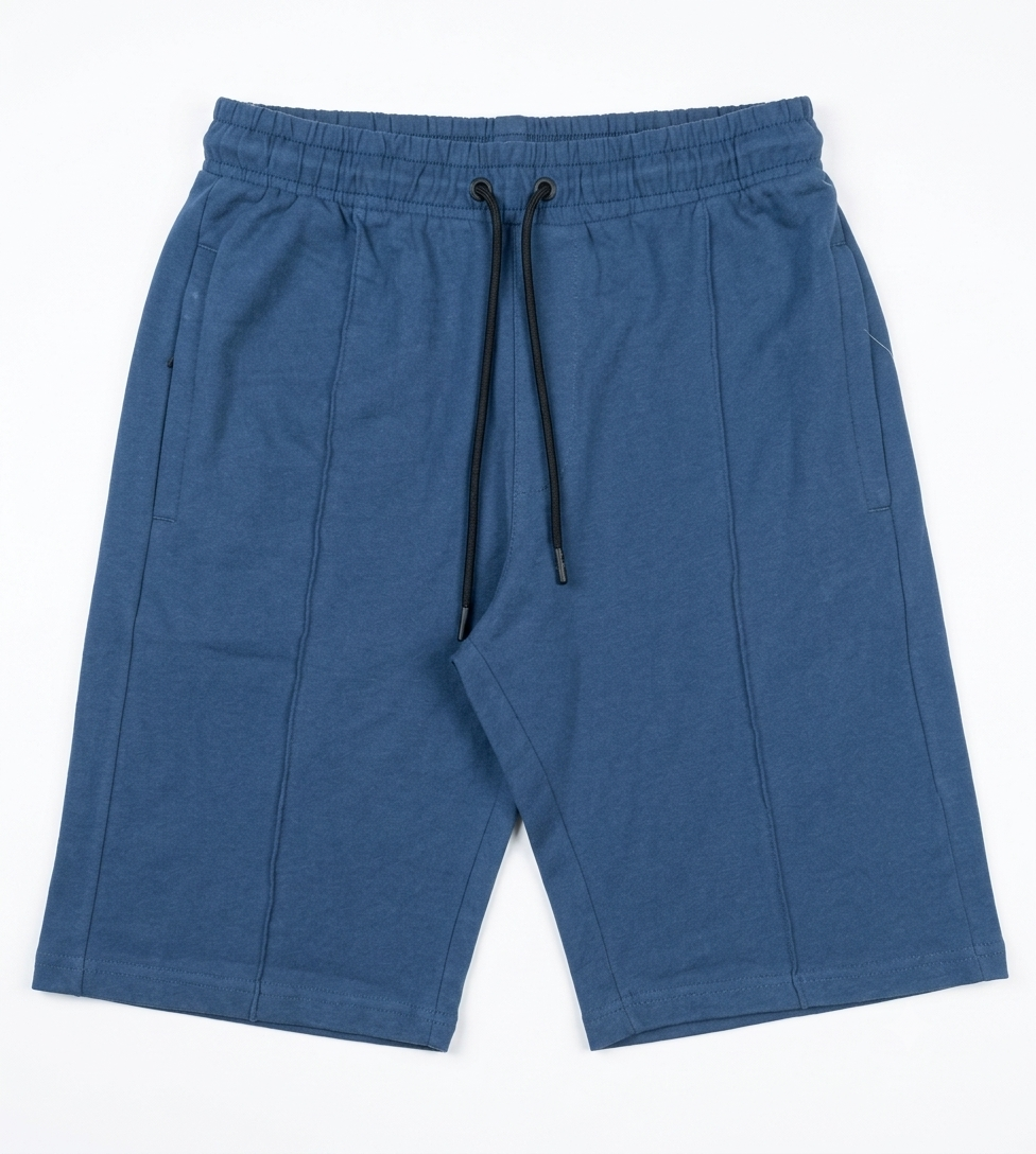 Men's Blue Premium Jersy Pleated Shorts