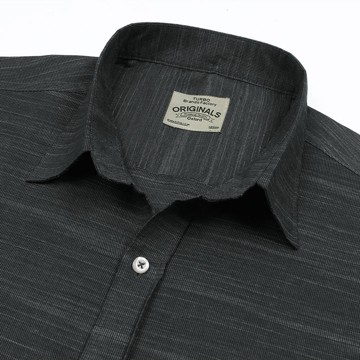 Coal Grey Slub Oxford Shirt