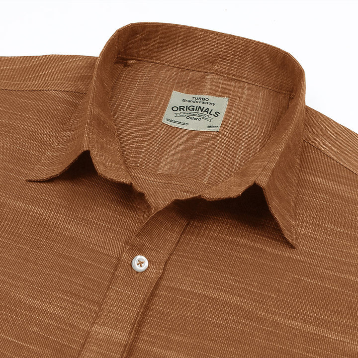 Mud Brown Slub Oxford Shirt