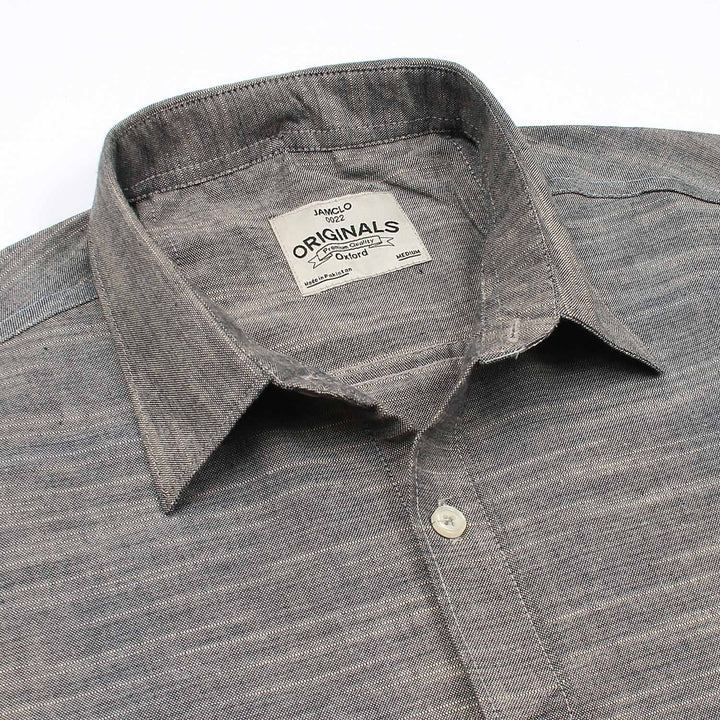 Grey Slub Oxford Shirt