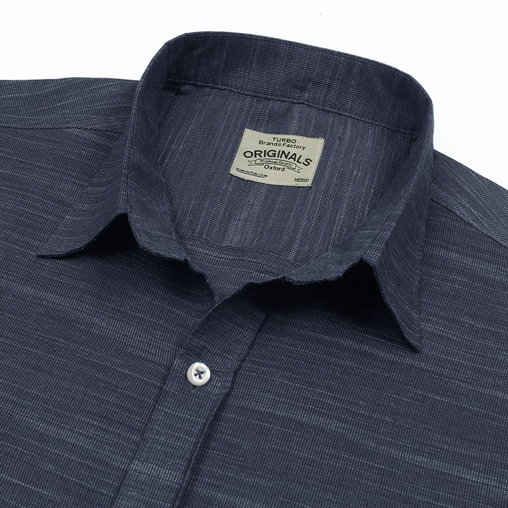 Navy Blue Slub Oxford Shirt