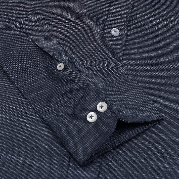 Navy Blue Slub Oxford Shirt