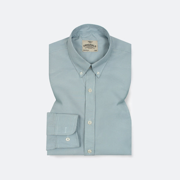 Soft Teal Micro-Check Dress Shirt