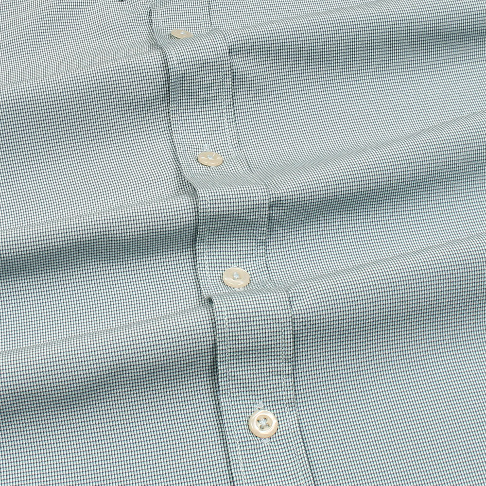 Soft Teal Micro-Check Dress Shirt