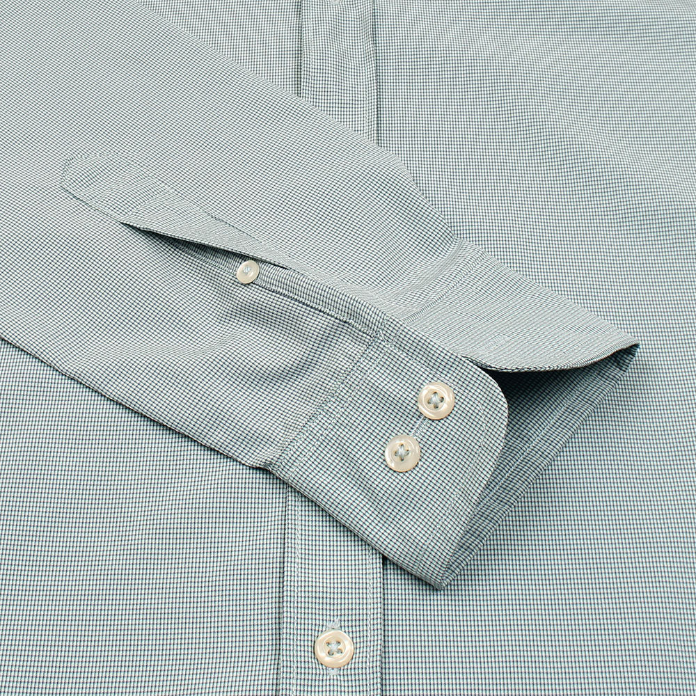 Soft Teal Micro-Check Dress Shirt