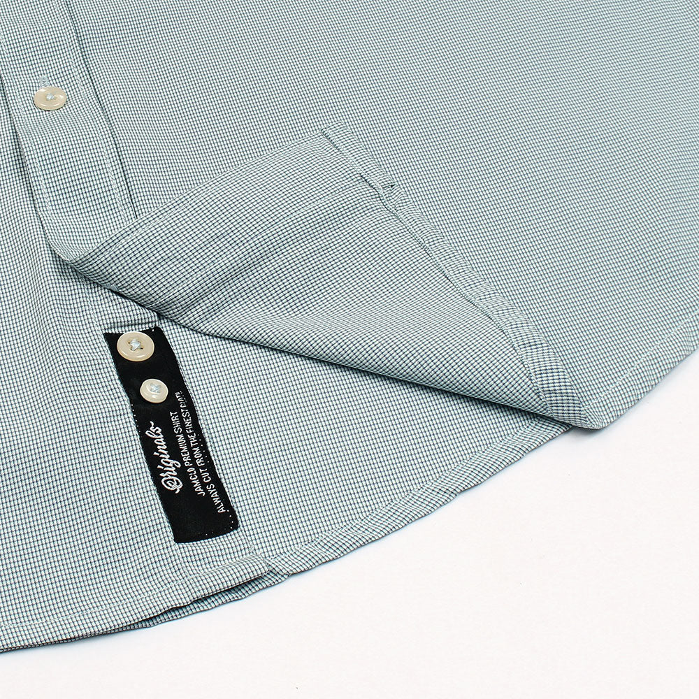 Soft Teal Micro-Check Dress Shirt