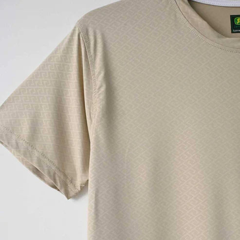 Imported Beige ZigZag Textured Stretchable T-Shirt
