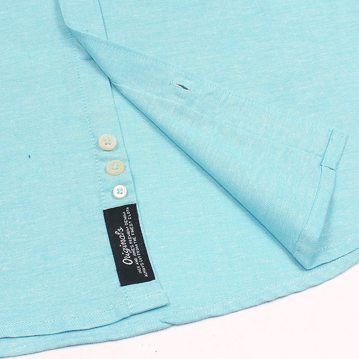 Double Tone Aqua Blue Oxford Shirt