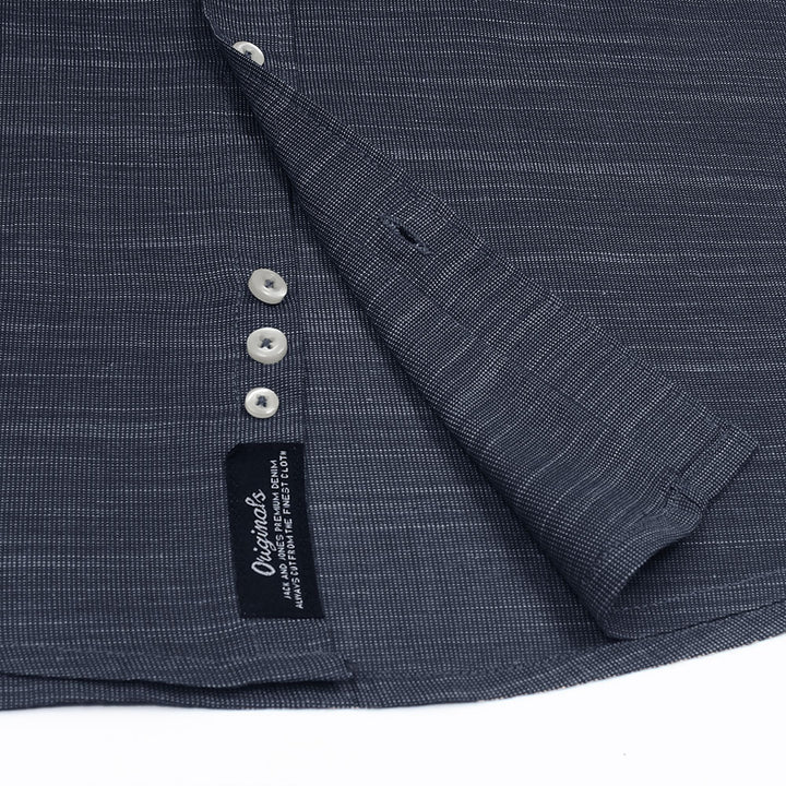 Navy Blue Slub Oxford Shirt