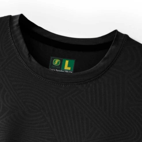 Imported Black Wavy Textured Stretchable T-Shirt