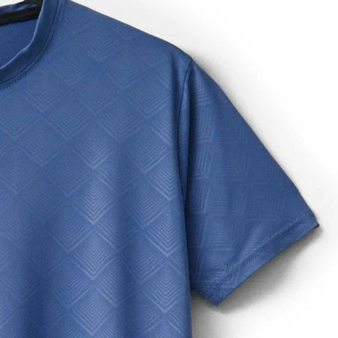 Imported Blue Diamond Textured Stretchable T-Shirt