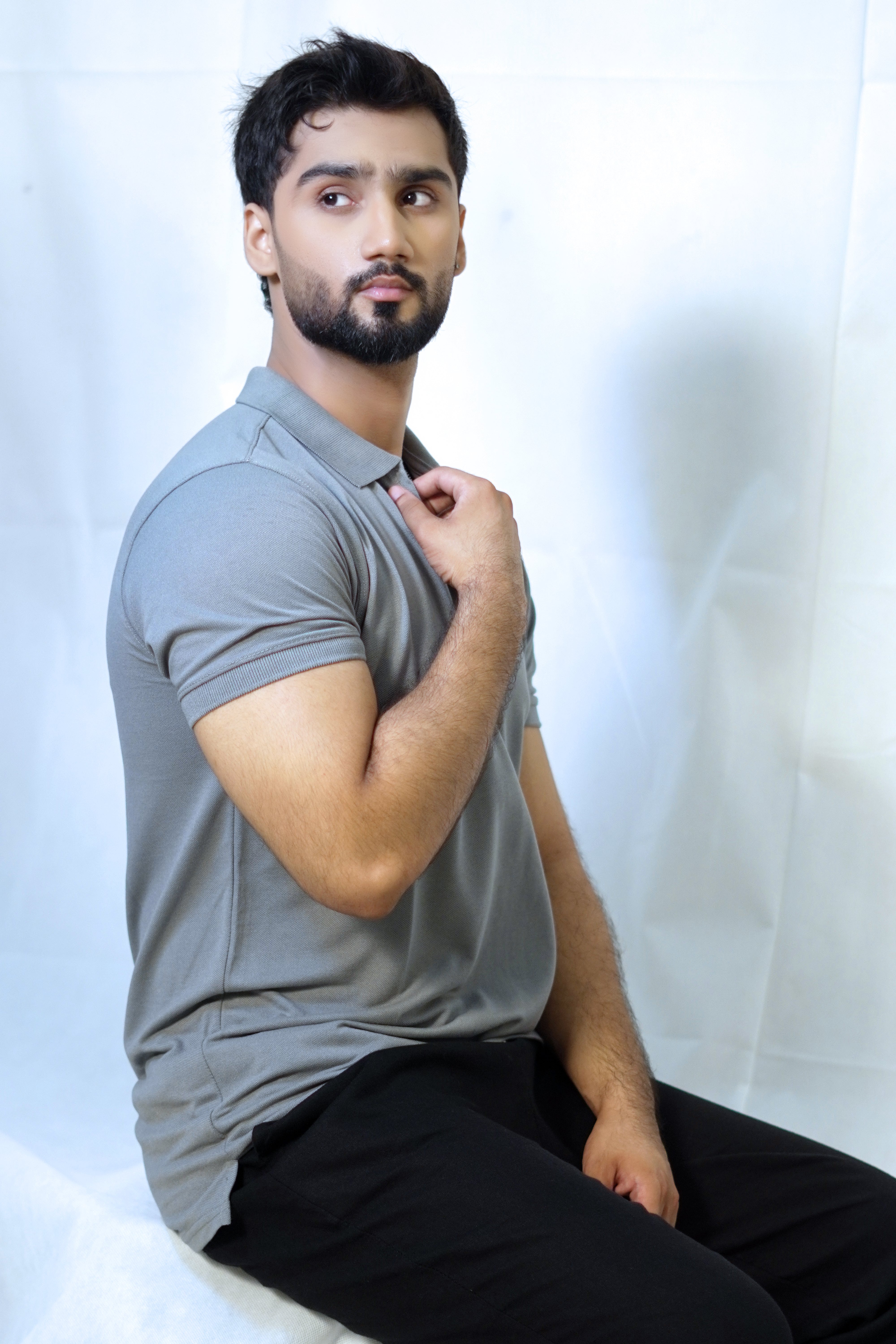Zipper Logo Polo - Grey