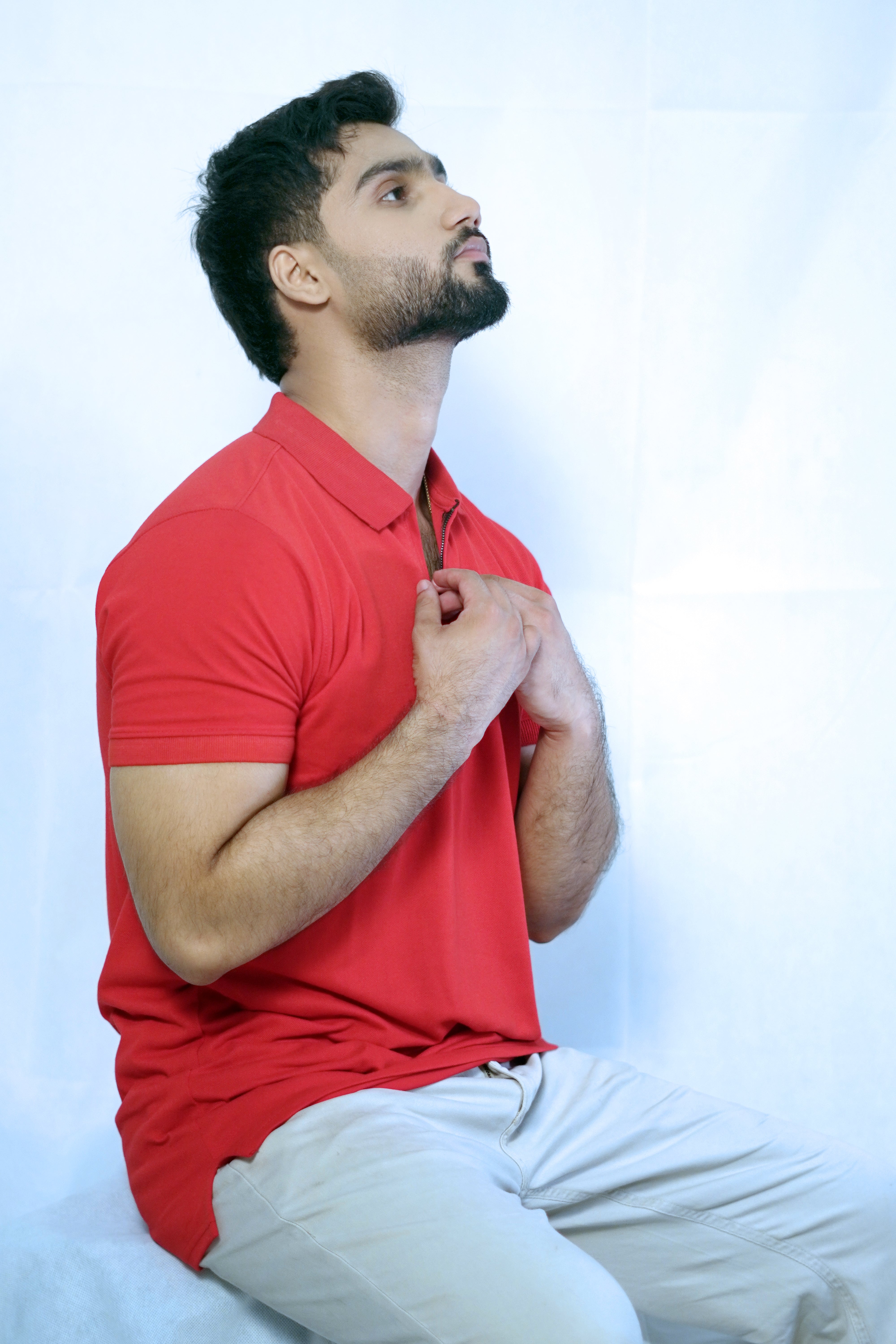 Zipper Logo Polo - Red