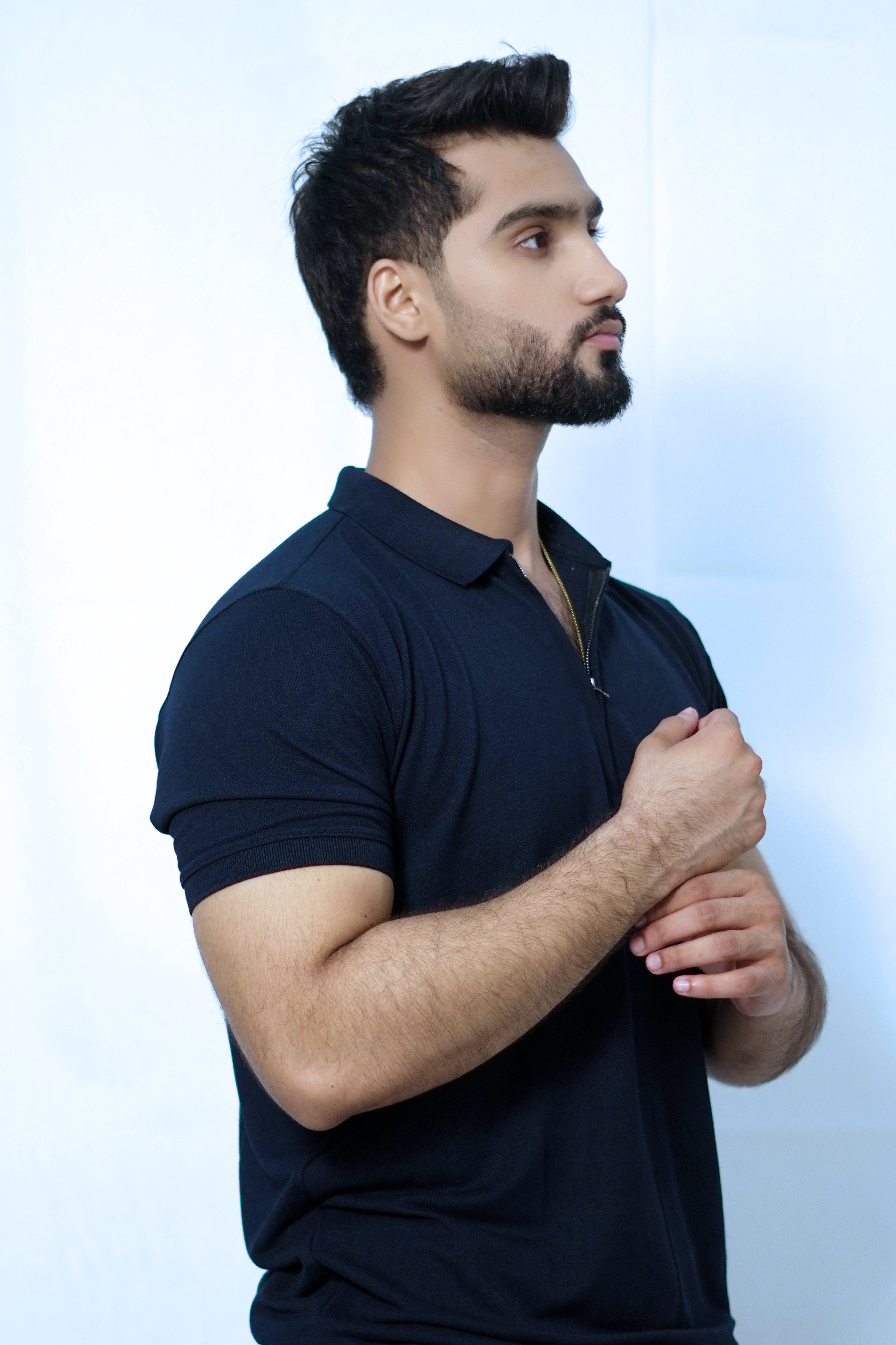 Zipper Logo Polo - Navy