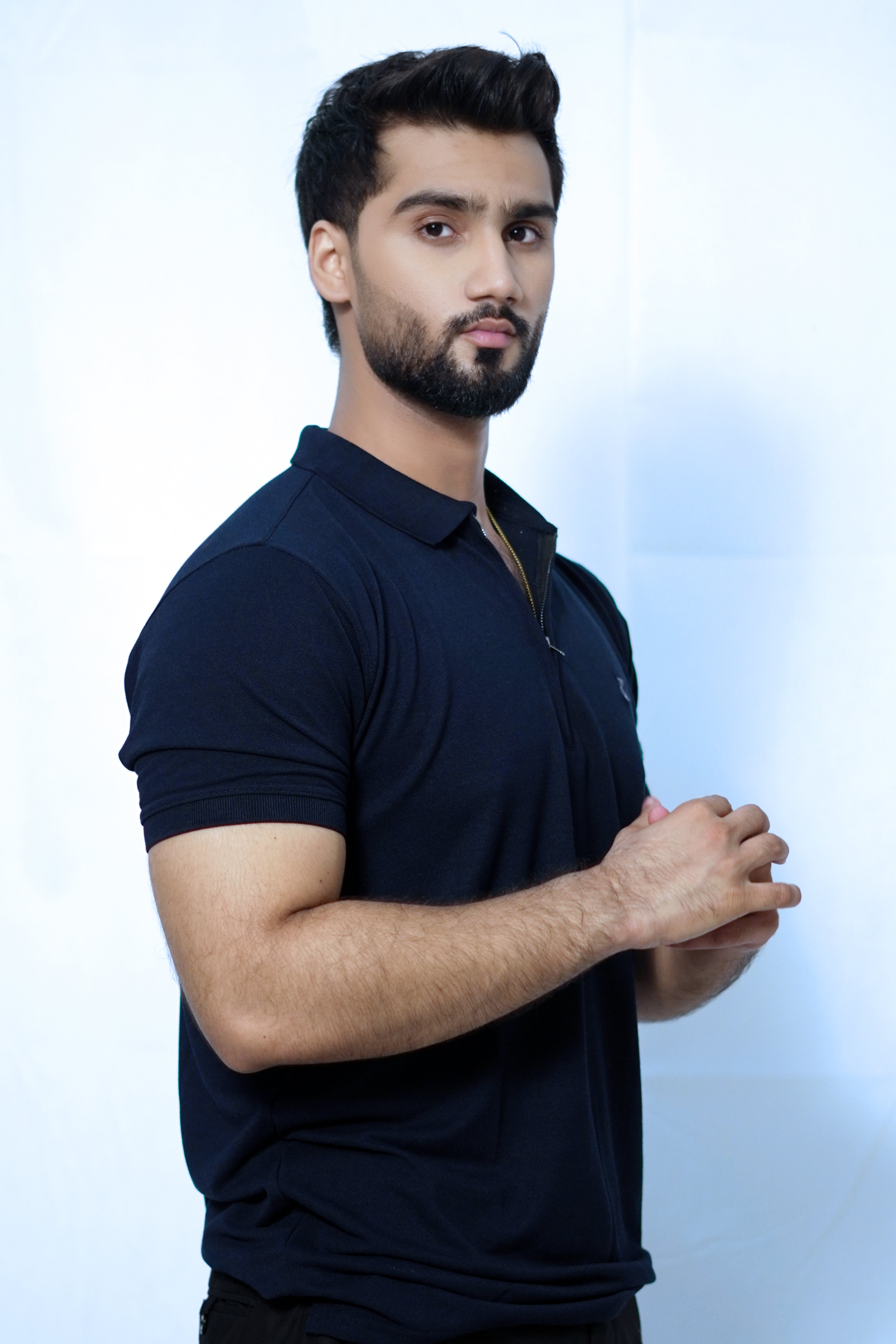 Zipper Logo Polo - Navy