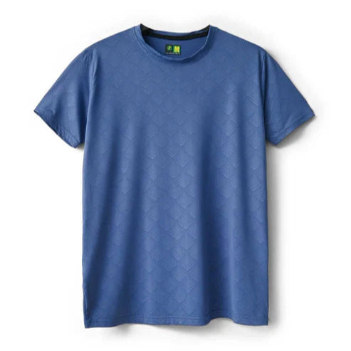 Imported Blue Diamond Textured Stretchable T-Shirt