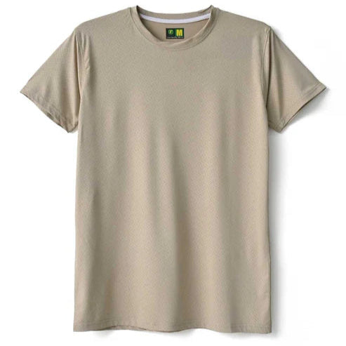 Imported Beige ZigZag Textured Stretchable T-Shirt