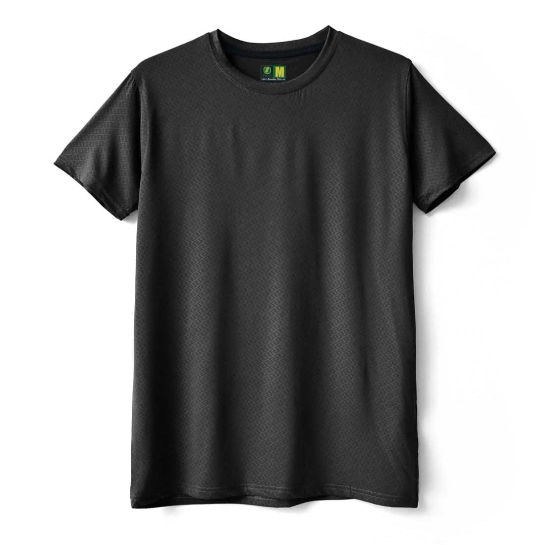 Imported Black ZigZag Textured Stretchable T-Shirt