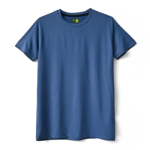 Imported Blue ZigZag Textured Stretchable T-Shirt