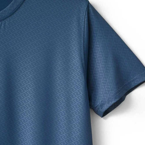 Imported Blue ZigZag Textured Stretchable T-Shirt