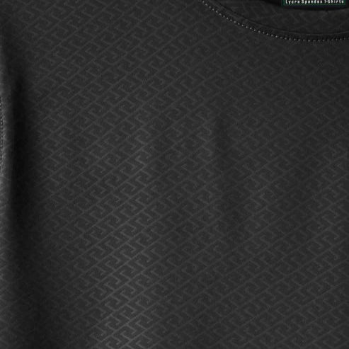 Imported Black ZigZag Textured Stretchable T-Shirt