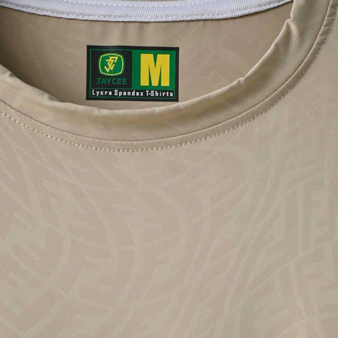 Imported Beige FF Textured Stretchable T-Shirt