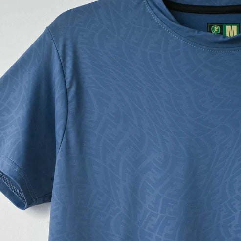 Imported Blue FF Textured Stretchable T-Shirt