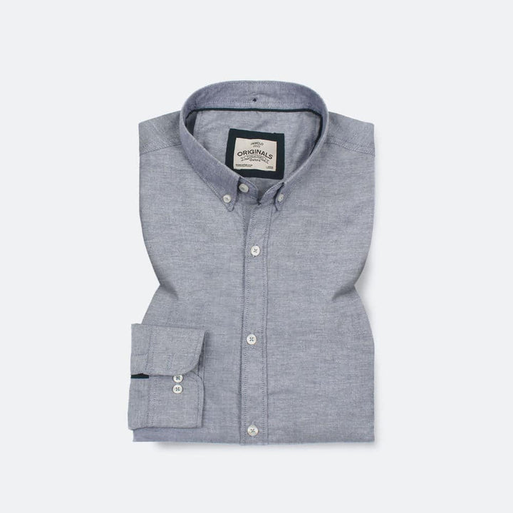 Double Tone Light Grey Oxford Shirt