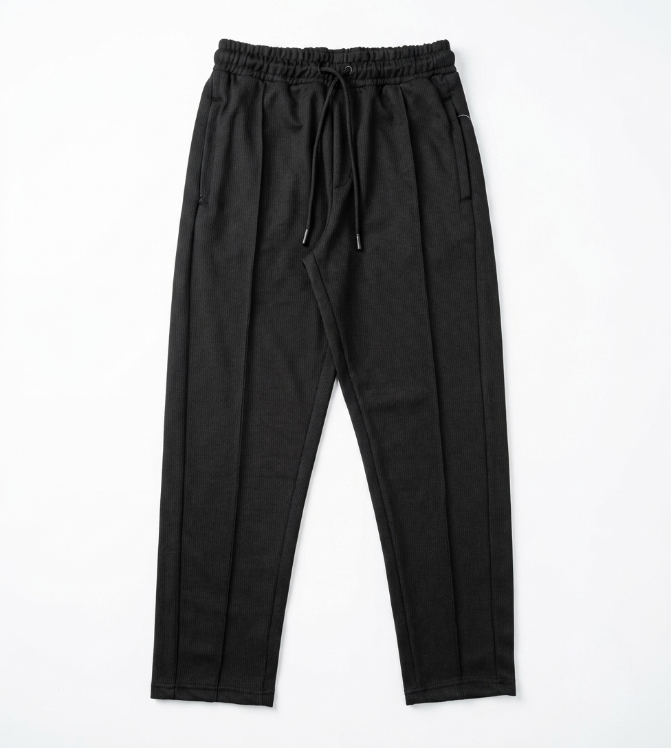 Men's Black Pleated Loose Fit Trousers