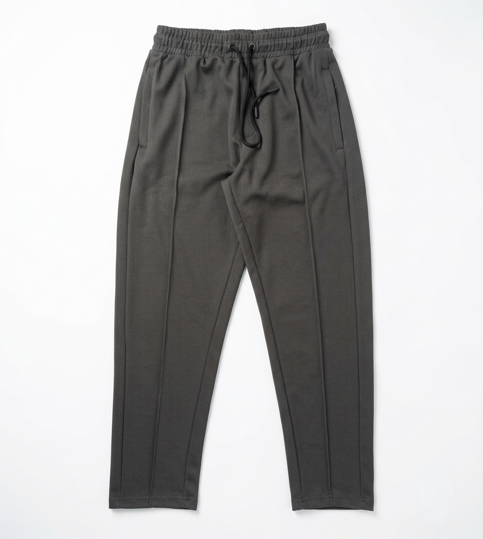 Men's Gray Pleated Loose Fit Trousers