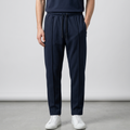 Men's Navy Pleated Loose Fit Trousers