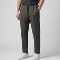 Men's Gray Pleated Loose Fit Trousers