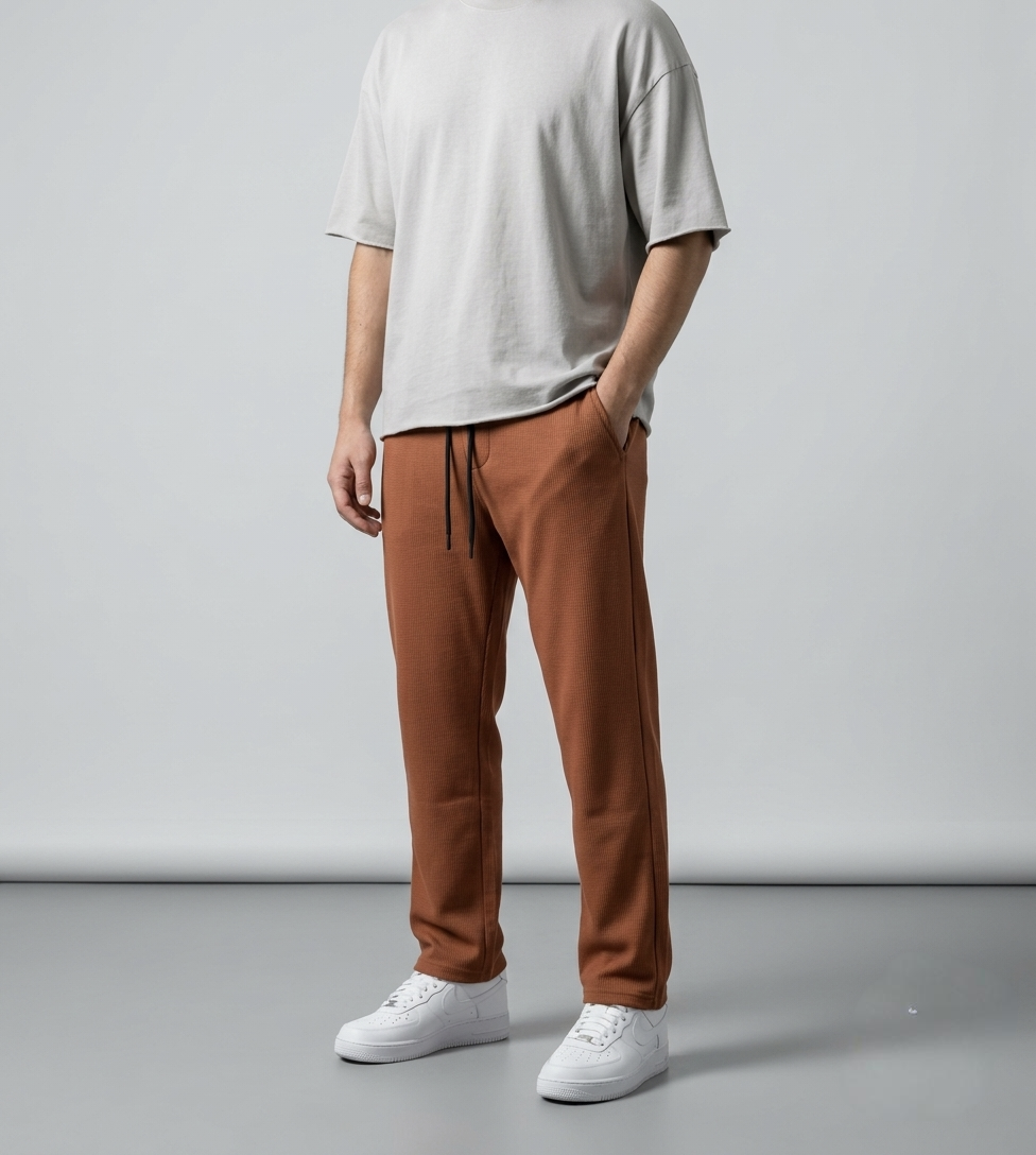 Men's Brown Cross Pocket Loose Fit Trousers