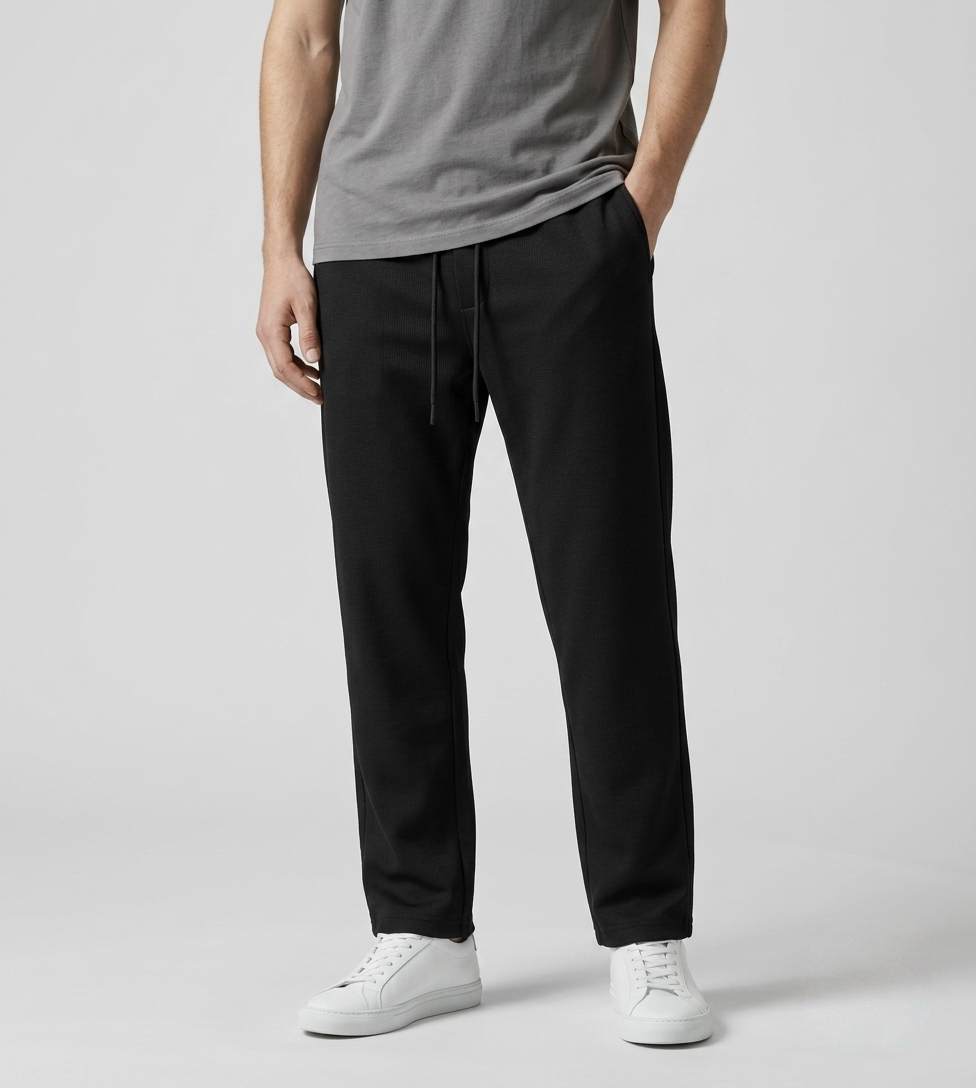 Men's Black  Cross Pocket Loose Fit Trousers