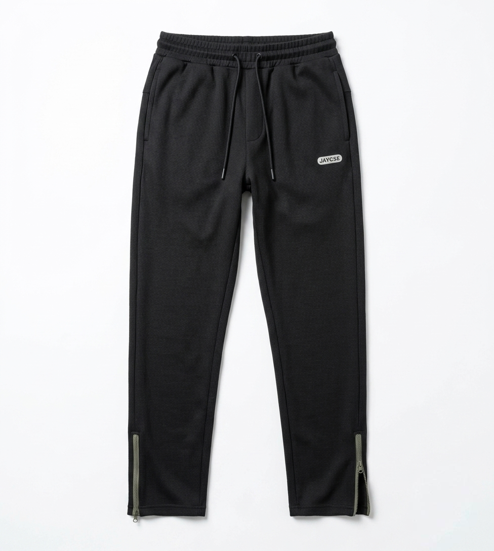 Men's Black Bottom Zipper Loose Fit Trousers