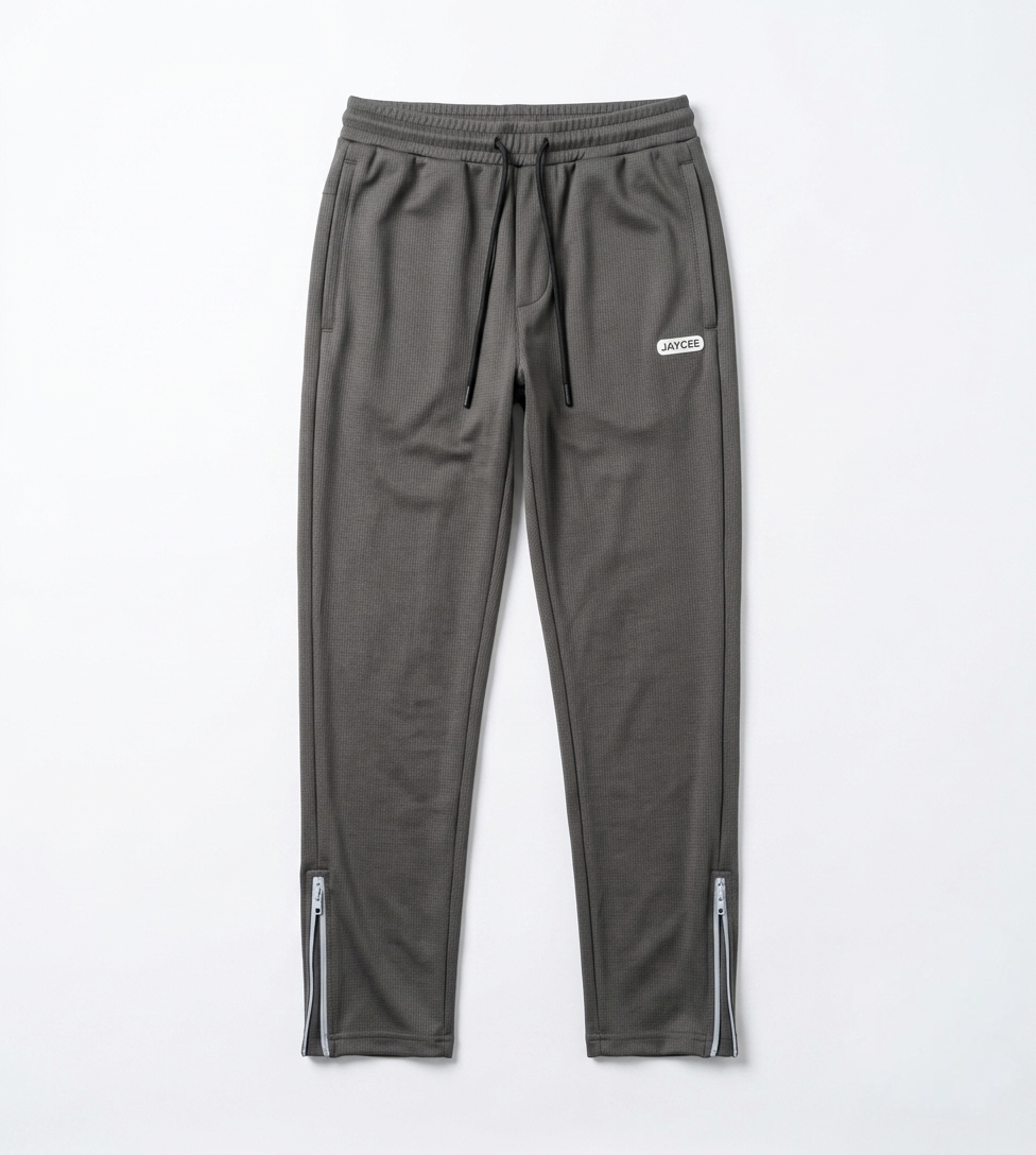 Men's Gray Bottom Zipper Loose Fit Trouser