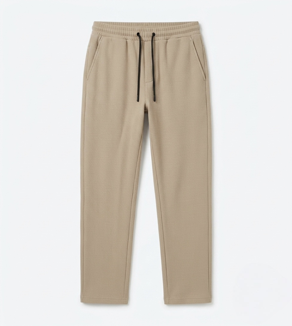Men' Beige Cross Pocket Loose Fit Trousers