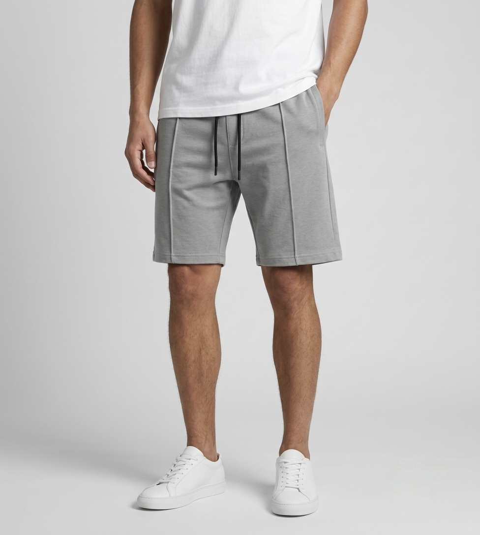 Men's Gray Premium Jersy Pleated Shorts