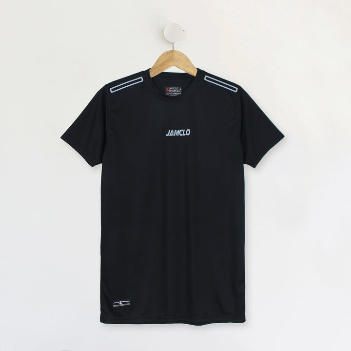 Jet Black Both Shoulder Stripes T-Shirt - Jamclo Originals