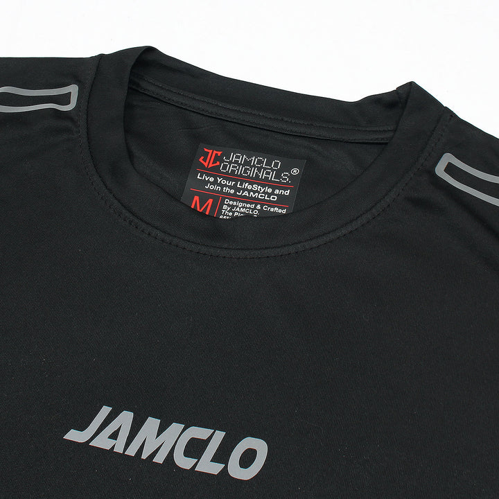 Jet Black Both Shoulder Stripes T-Shirt - Jamclo Originals